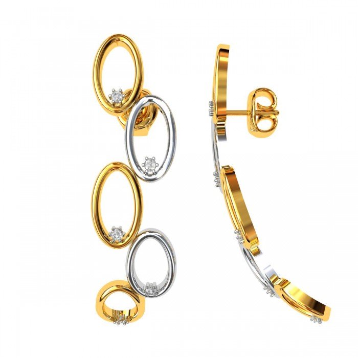Designer Gold American Diamond Hoop Earring