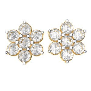 Cluster American Diamond Gold Earring