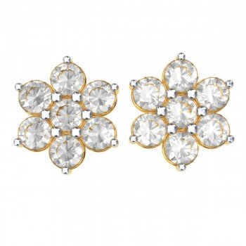 Cluster American Diamond Gold Earring