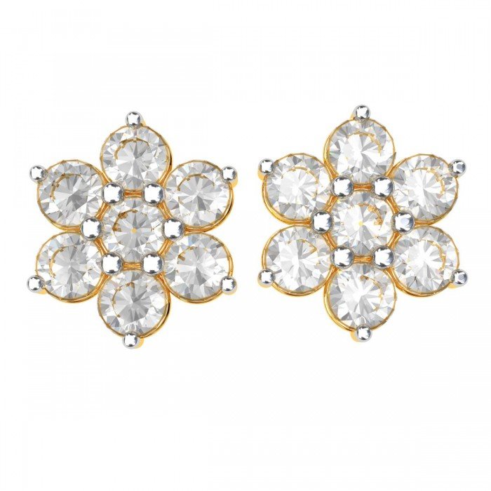 Cluster American Diamond Gold Earring