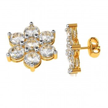 Cluster American Diamond Gold Earring