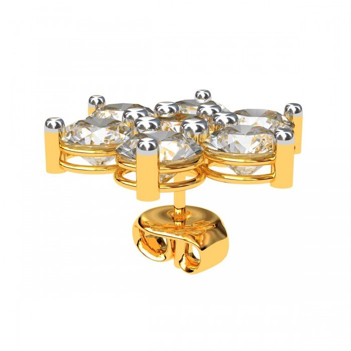 Cluster American Diamond Gold Earring