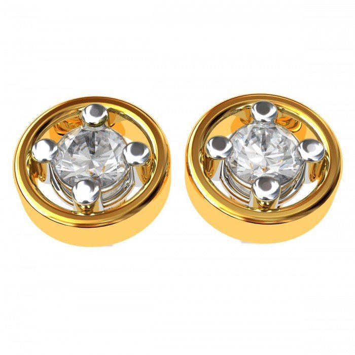 Gold Solitaire Stud Earring