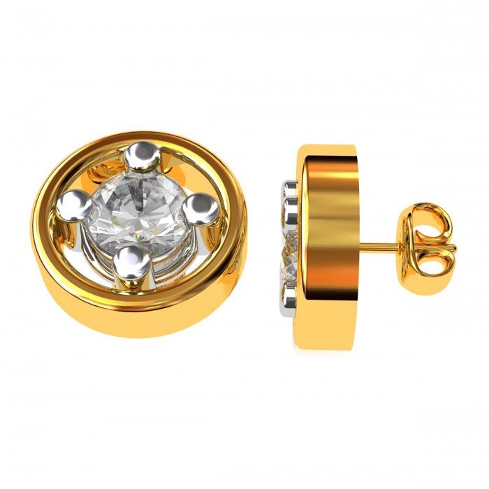 Gold Solitaire Stud Earring