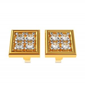 Four American Diamond Gold Stud Earring