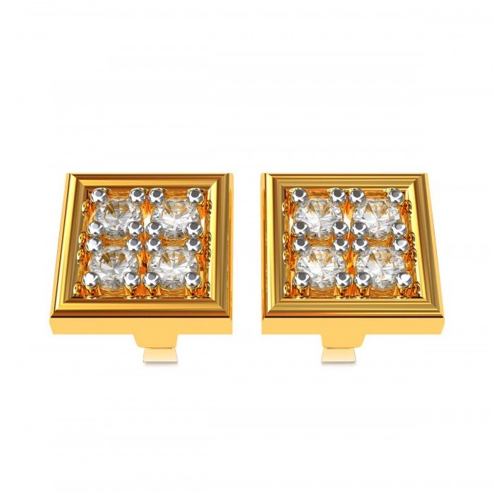 Four American Diamond Gold Stud Earring