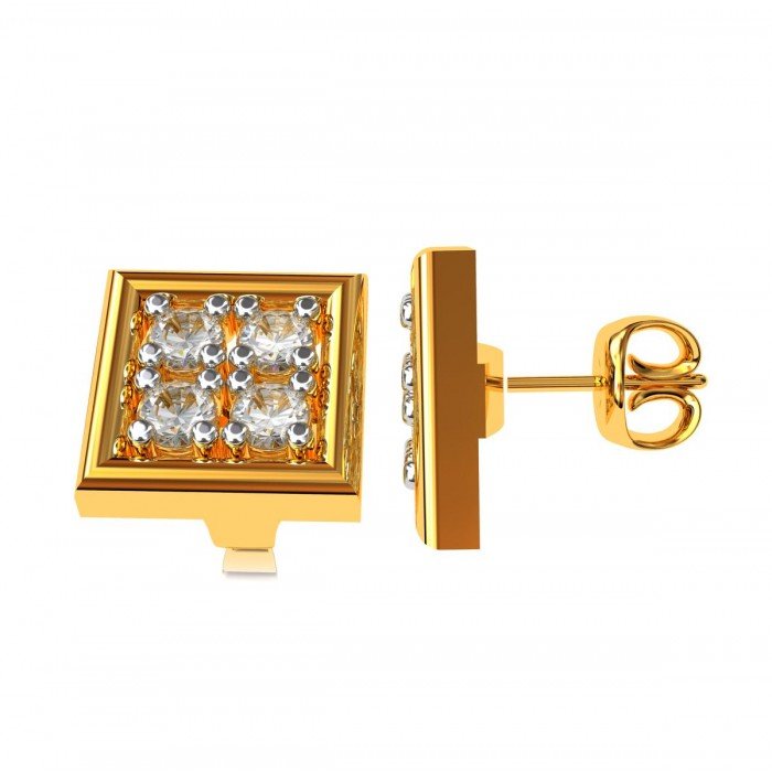 Four American Diamond Gold Stud Earring