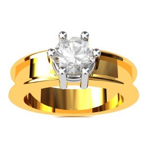 Round Solitaire American Diamond Ring