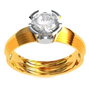 Gold Band Solitaire Engagement Ring