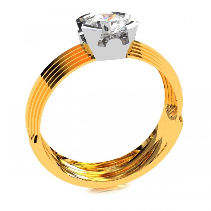 Gold Band Solitaire Engagement Ring