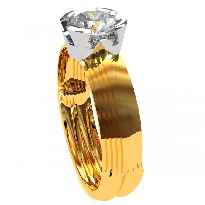 Gold Band Solitaire Engagement Ring