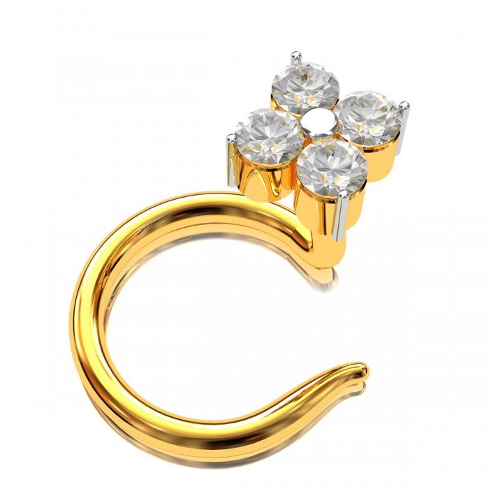 Four American Diamond Nose Pin Gold