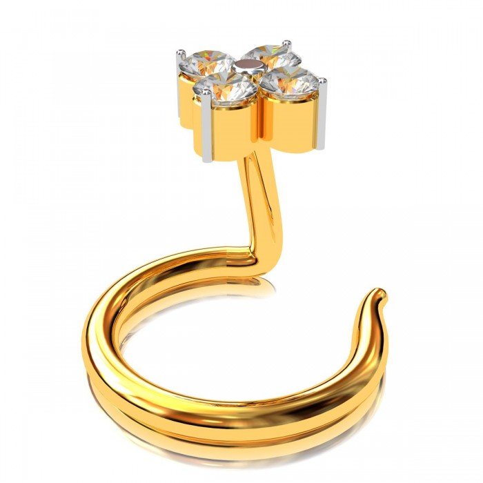 Four American Diamond Nose Pin Gold