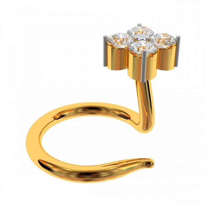 Four American Diamond Nose Pin Gold