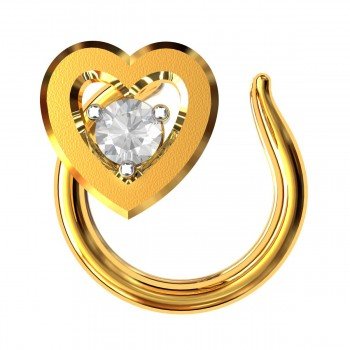 Gold American Diamond Heart Nose Pin