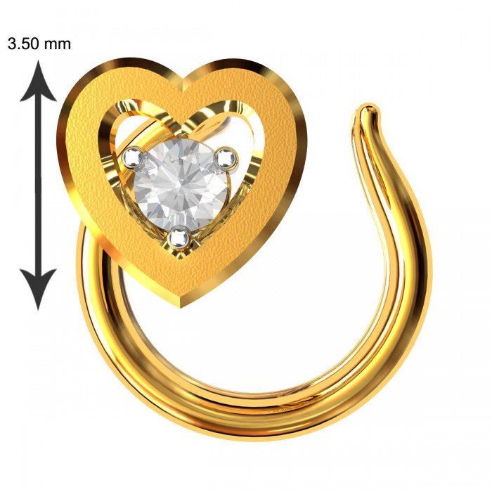 Gold American Diamond Heart Nose Pin