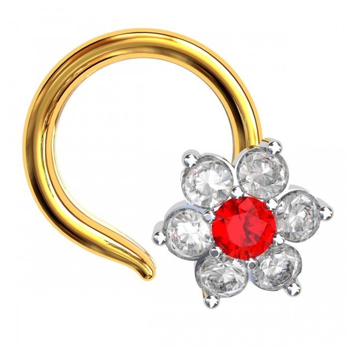 Ruby American Diamond Nose Pin