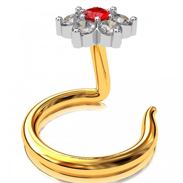 Ruby American Diamond Nose Pin