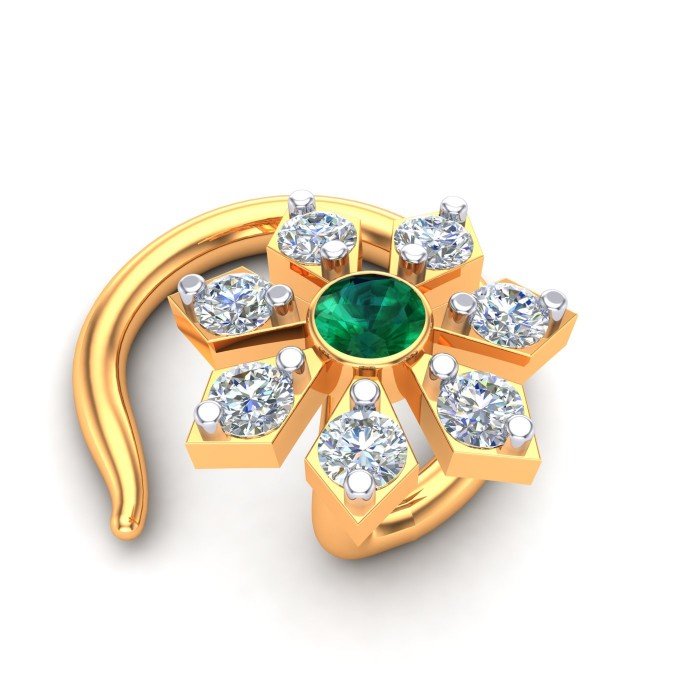 Emerald American Diamond Nose Pin