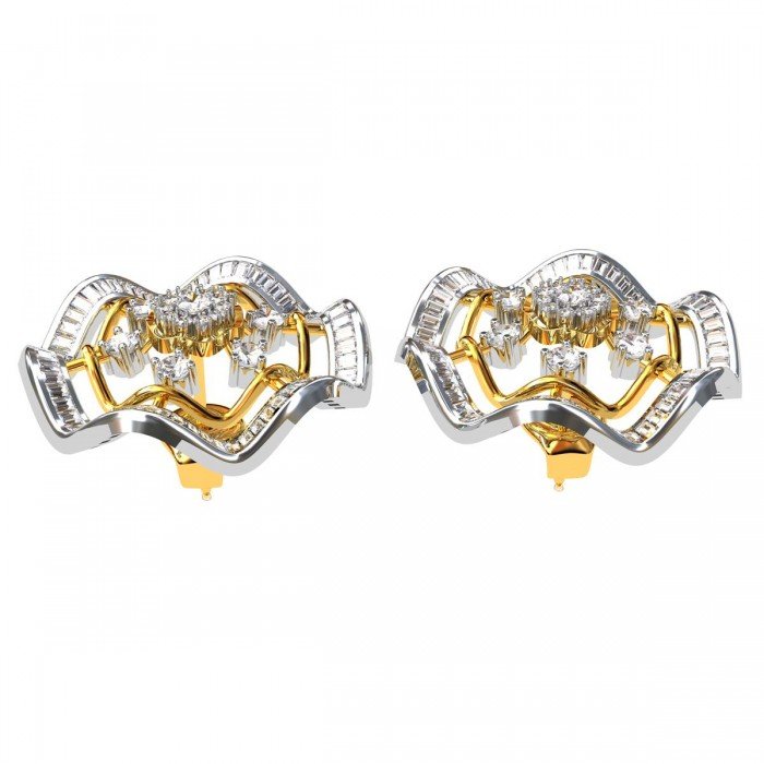 Baguette Cut American Diamond Stud Earring