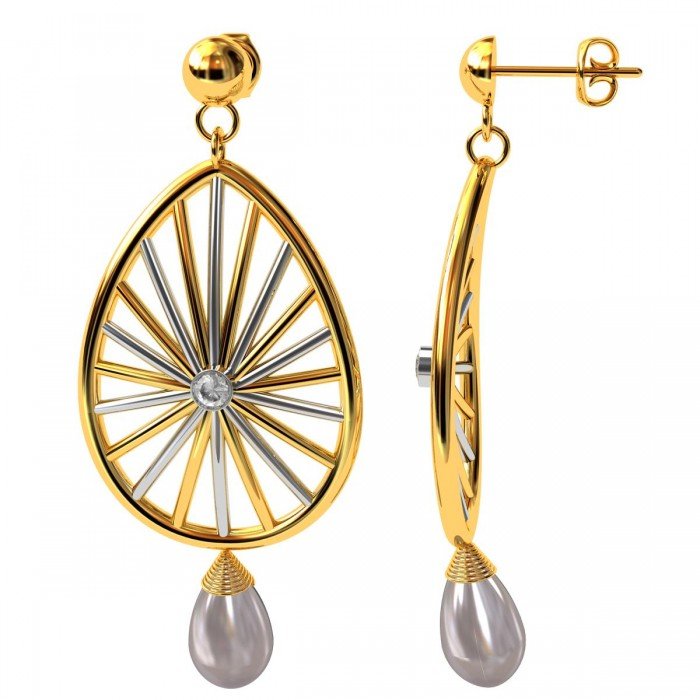 American Diamond Pearl Drop Earring