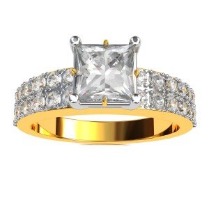 Princess American Diamond Solitaire Wedding Band