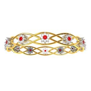 Ruby CZ Diamond Cluster Bangle