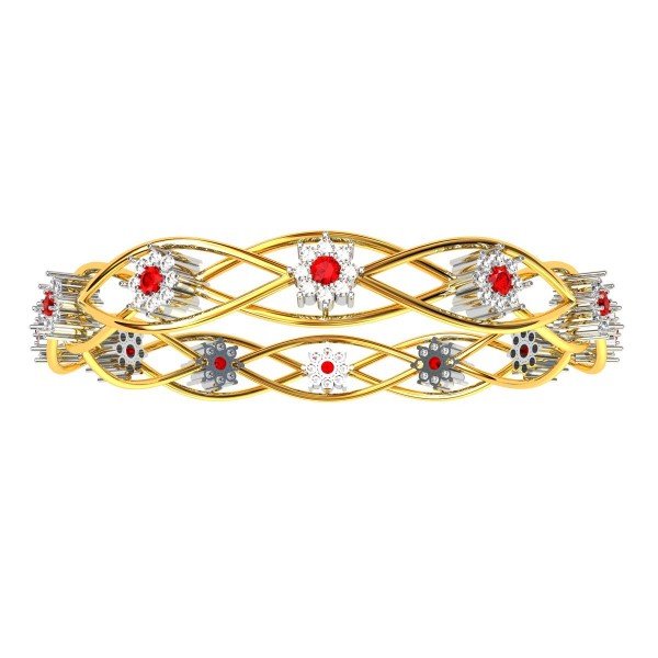 Ruby CZ Diamond Cluster Bangle Ruby CZ Diamond Cluster Bangle