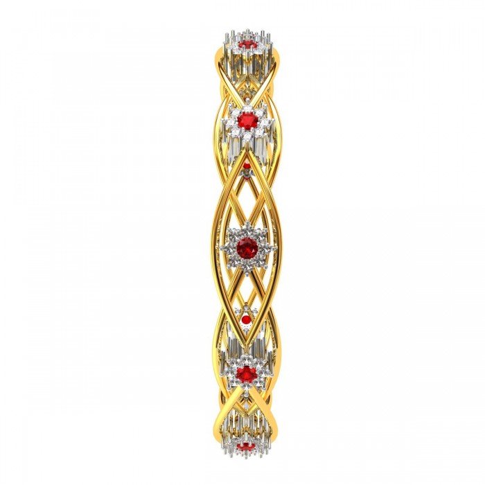 Ruby CZ Diamond Cluster Bangle