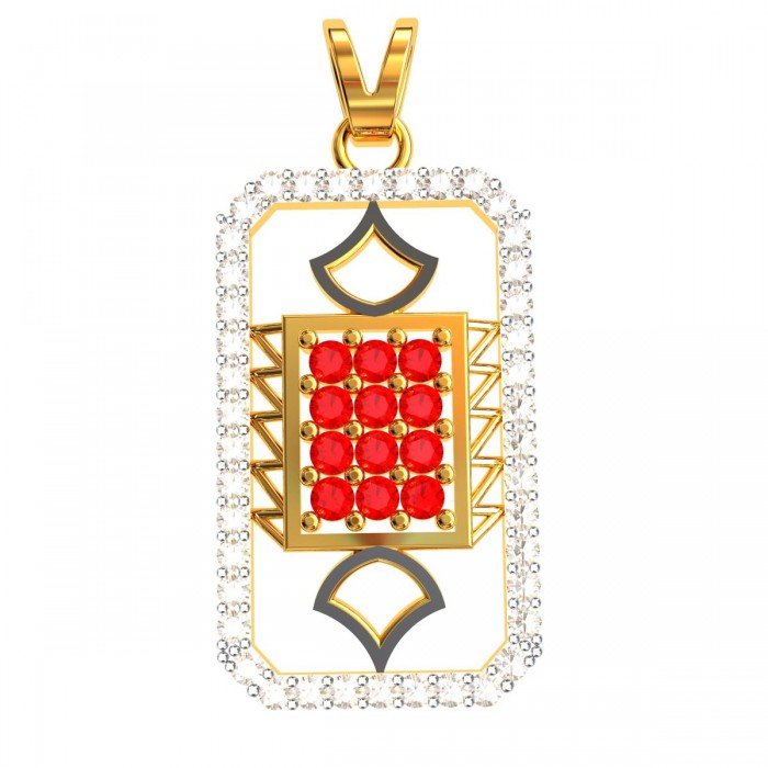 Ruby American Diamond Men Pendant