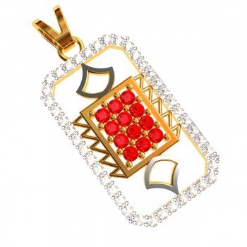 Ruby American Diamond Men Pendant