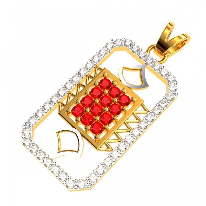 Ruby American Diamond Men Pendant