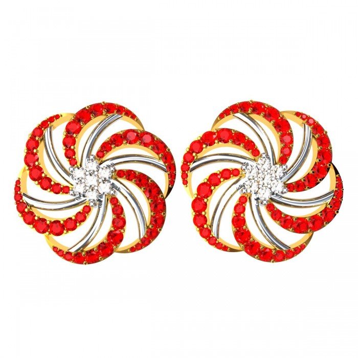 Ruby American Diamond Traditional Earrings