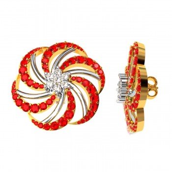 Ruby American Diamond Traditional Earrings