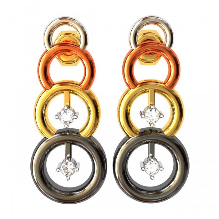 Four Color Gold American Diamond Earring