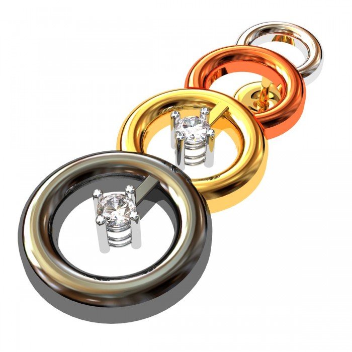 Four Color Gold American Diamond Earring