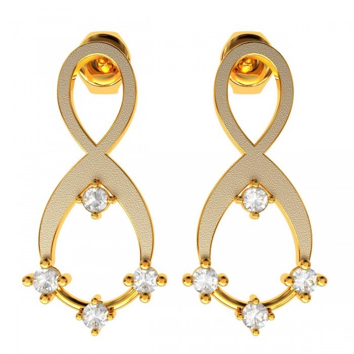 Stone Stud Earrings in Gold