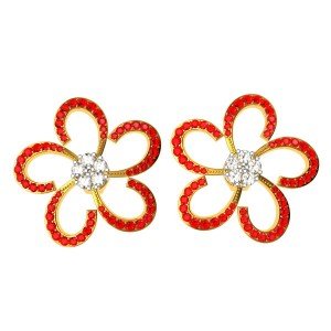 Ruby American Diamond Flower Earring