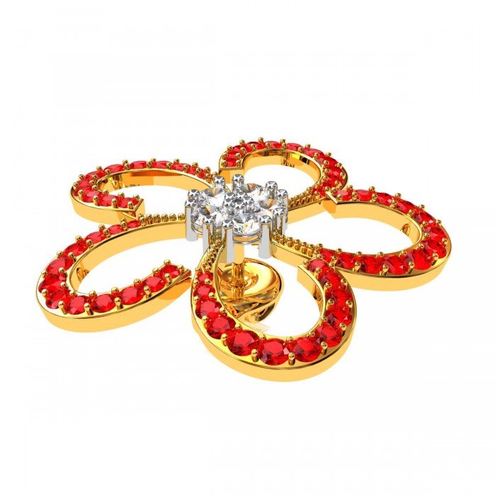 Ruby American Diamond Flower Earring