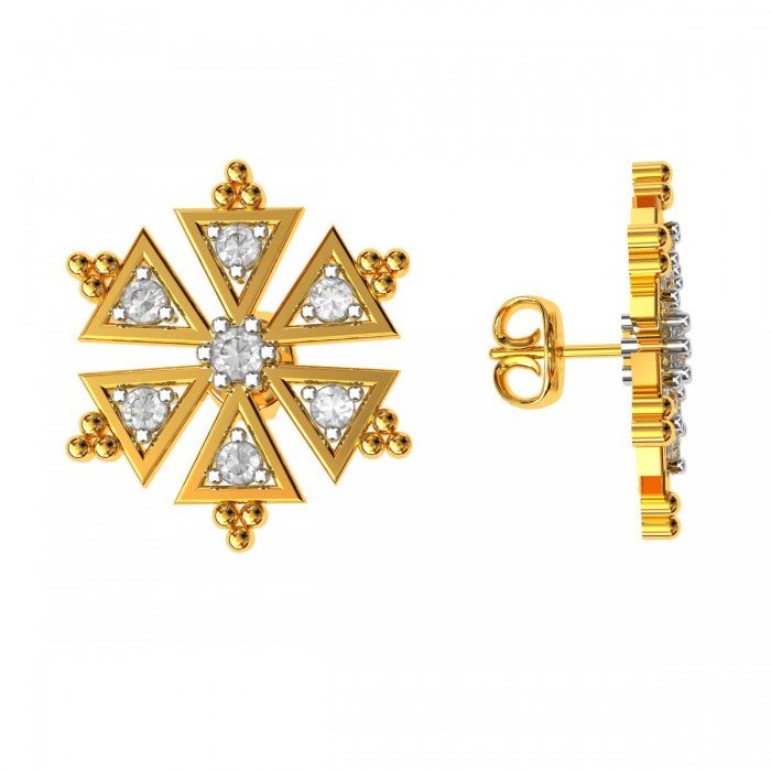 Gold American Diamond Stud Earring