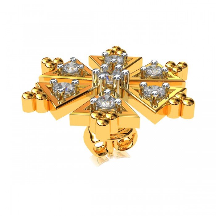 Gold American Diamond Stud Earring