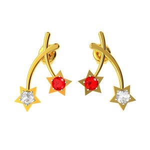 Stud American Diamond Ruby Earring