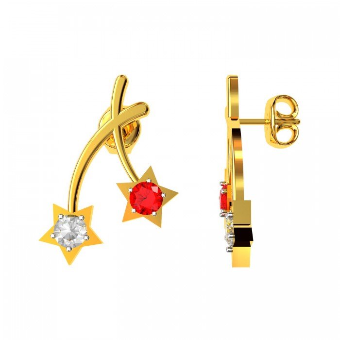 Stud American Diamond Ruby Earring