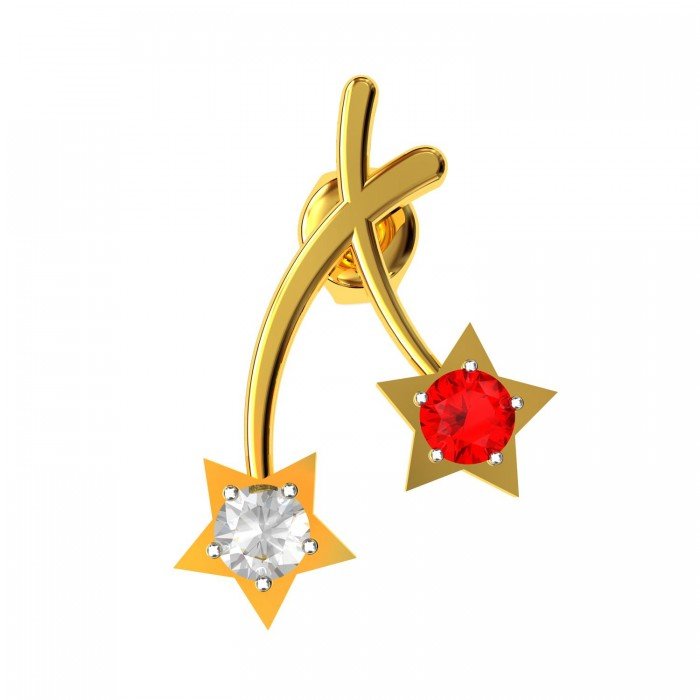 Stud American Diamond Ruby Earring