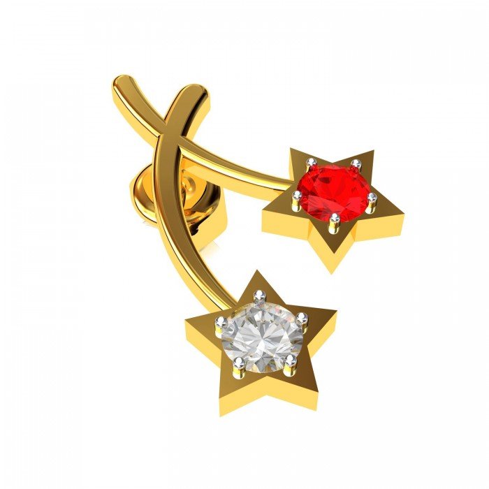 Stud American Diamond Ruby Earring