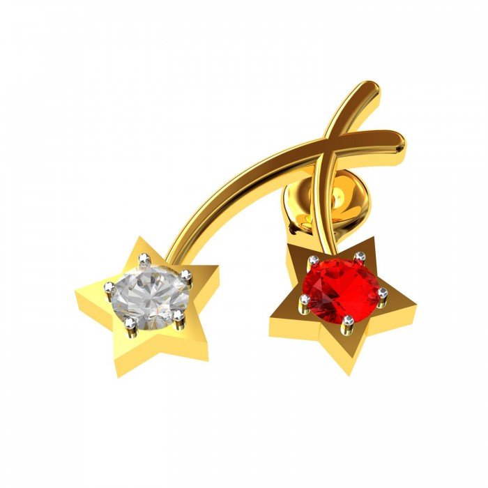 Stud American Diamond Ruby Earring