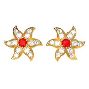 Ruby American Diamond Carry Shaped Earring