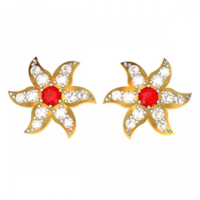 Ruby American Diamond Carry Shaped Earring