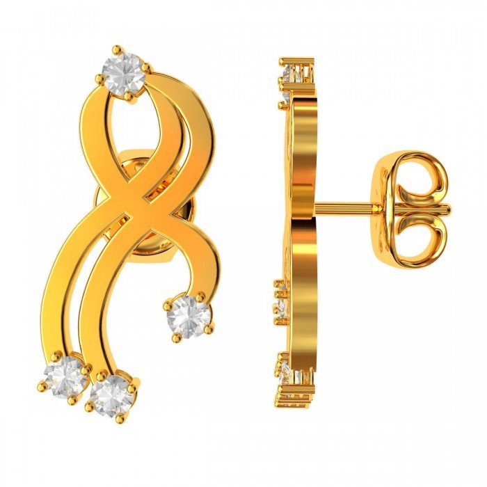 Round American Diamond Earrings Gold