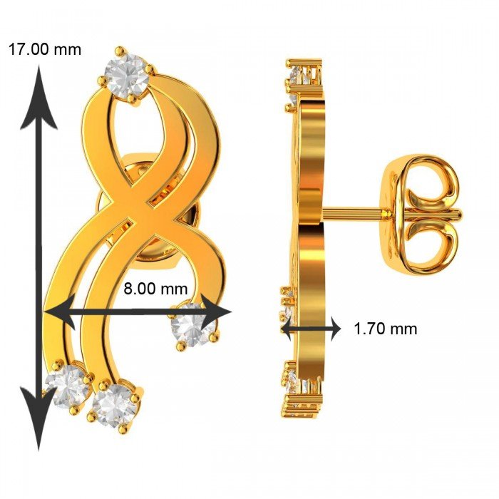 Round American Diamond Earrings Gold